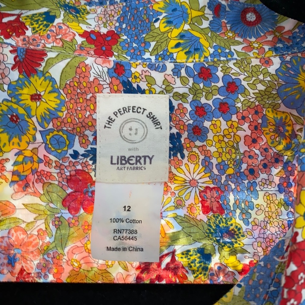 Liberty of London for J Crew floral cotton, shirt size 12